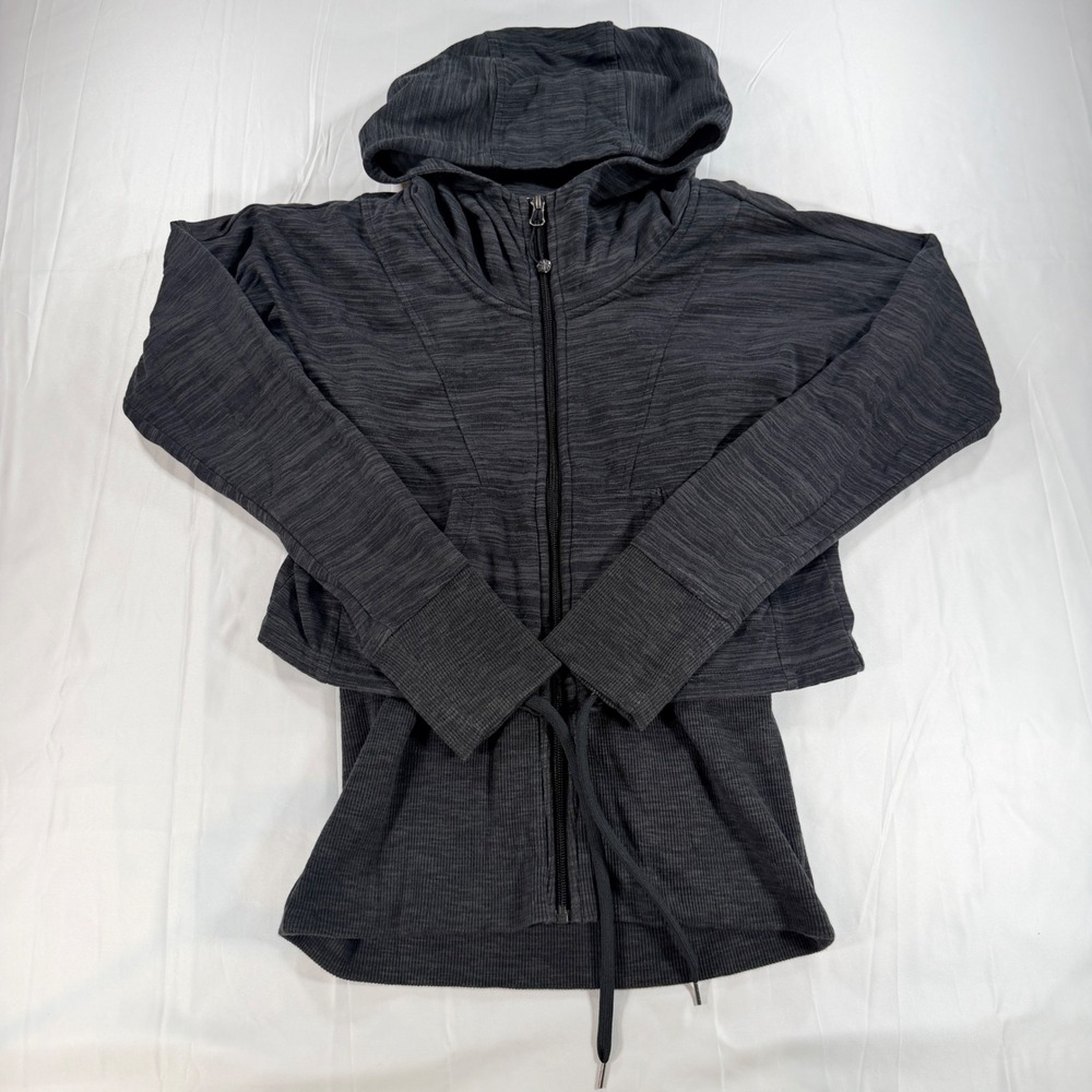 Athleta Full Zip Hoodie Womens Small Gray Space Dye Layered Look Activewear